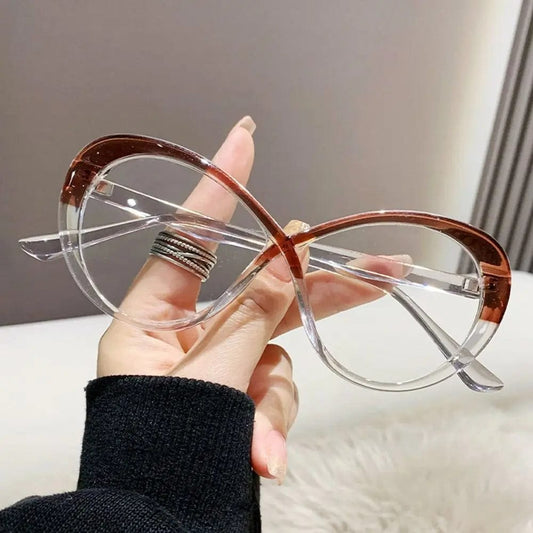  Showlu Fashion Store Leopard print Fashion Anti-blue Light Glasses Women Cat Eye Eyeglasses Frame Oval Designer Oversized Optical Glasses Frames Clear Eyewear