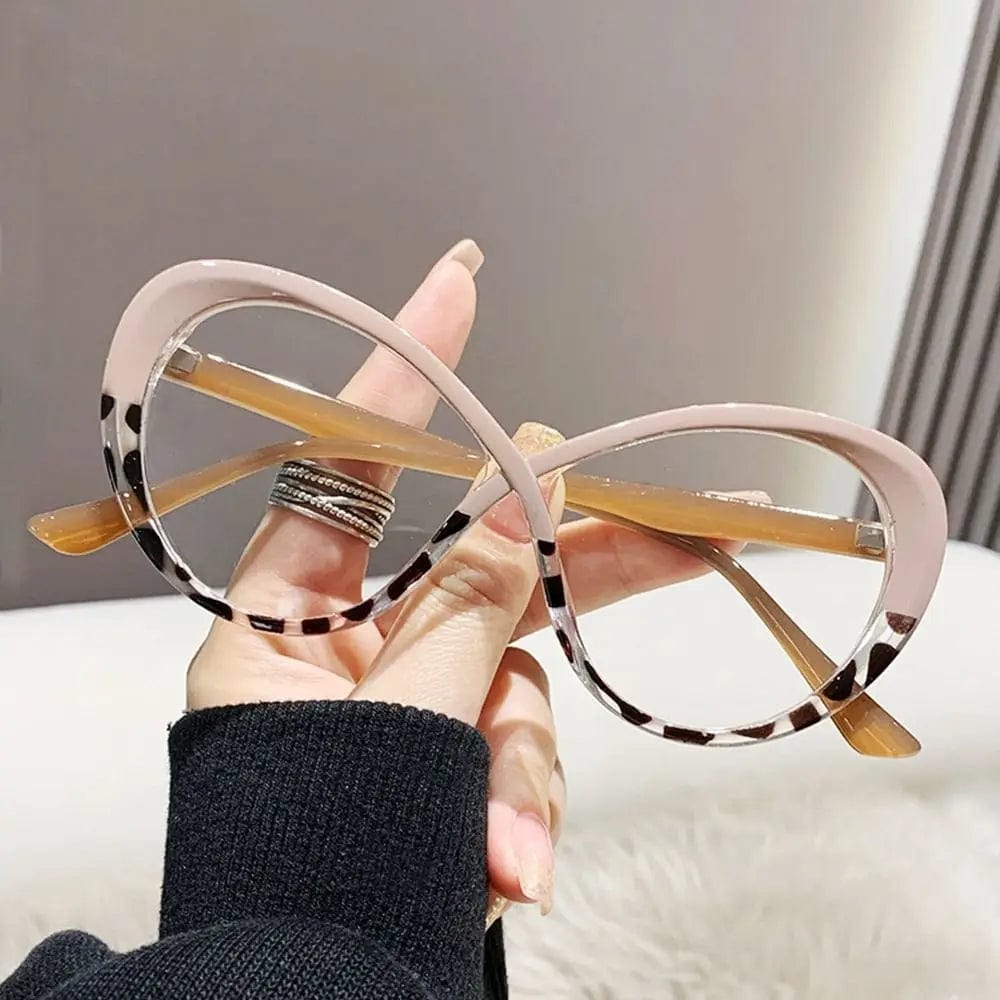  Showlu Fashion Store Leopard print Fashion Anti-blue Light Glasses Women Cat Eye Eyeglasses Frame Oval Designer Oversized Optical Glasses Frames Clear Eyewear