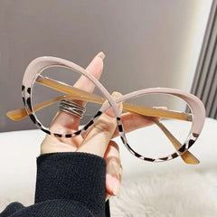  Showlu Fashion Store Leopard print Fashion Anti-blue Light Glasses Women Cat Eye Eyeglasses Frame Oval Designer Oversized Optical Glasses Frames Clear Eyewear