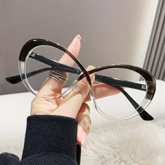  Showlu Fashion Store Leopard print Fashion Anti-blue Light Glasses Women Cat Eye Eyeglasses Frame Oval Designer Oversized Optical Glasses Frames Clear Eyewear