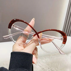  Showlu Fashion Store Leopard print Fashion Anti-blue Light Glasses Women Cat Eye Eyeglasses Frame Oval Designer Oversized Optical Glasses Frames Clear Eyewear