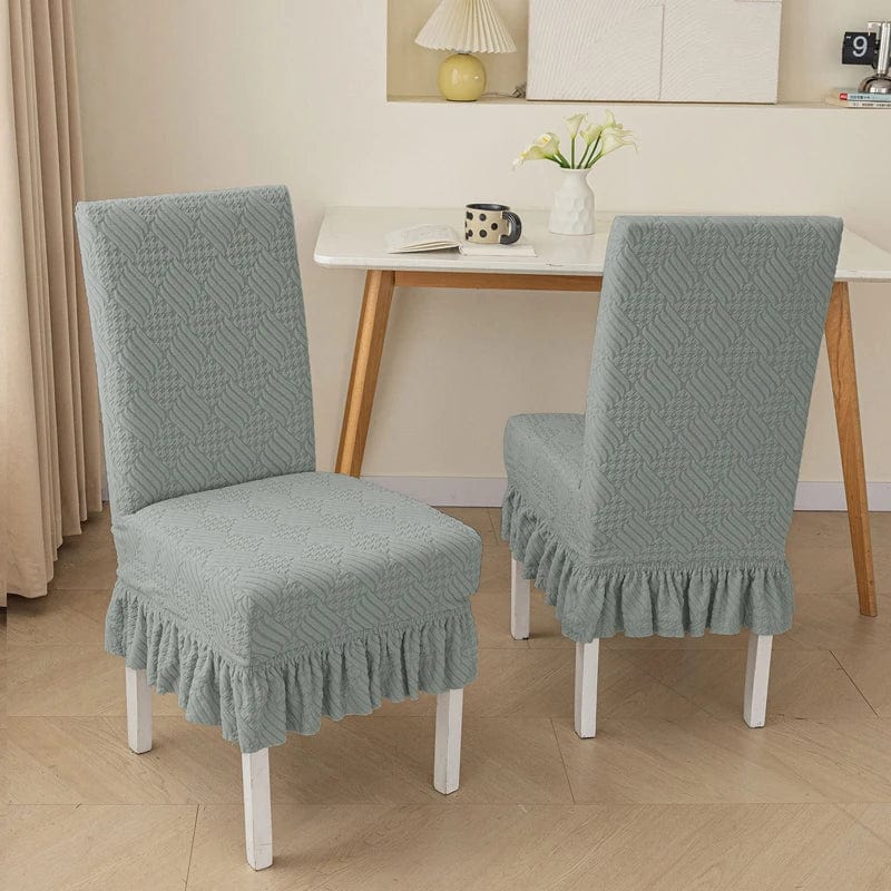 Showlu Fashion Store LG-with skirt / one size / CHINA 2024 New Soft Plaid Velvet Chair Covers Thickened Spandex Table Chair Cover Stretch Slipcove For Dining Elastic Home Textiles