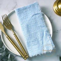 Showlu Fashion Store Light blue 20PCS Napkins 41x41CM Cotton Cloth Gauze Retro Burr Rustic Kitchen Tea Towel Wedding Party Dinner Christmas Napkin Table Decor