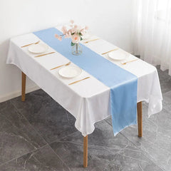 Showlu Fashion Store light blue / 30X275CM 12x108 Inch Satin Wedding Table Runners for Wedding Banquet Table Decorations Bright Silk Smooth Spring Party Chair Sashes Bows