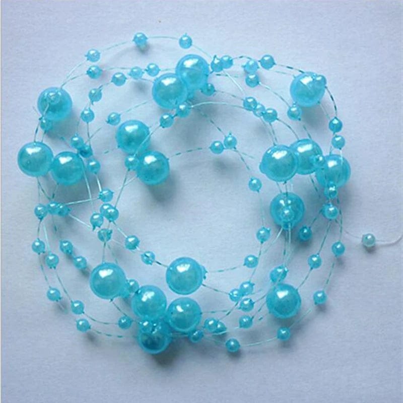 Showlu Fashion Store Light blue 5m Garland Artificial Pearl Beads Chain Wedding Decoration Table Centerpiece Supplies Bride Bouquet  DIY Hair Accessories Flower