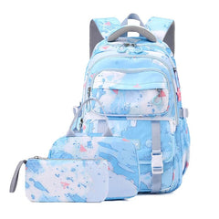 SHOWLU FASHION STORE light blue SET 3 PCS Camouflage Design Kids Backpacks for Girls School Bag with Lunch Box purse Cute Bookbag Kids Backpack waterproof schoolbag