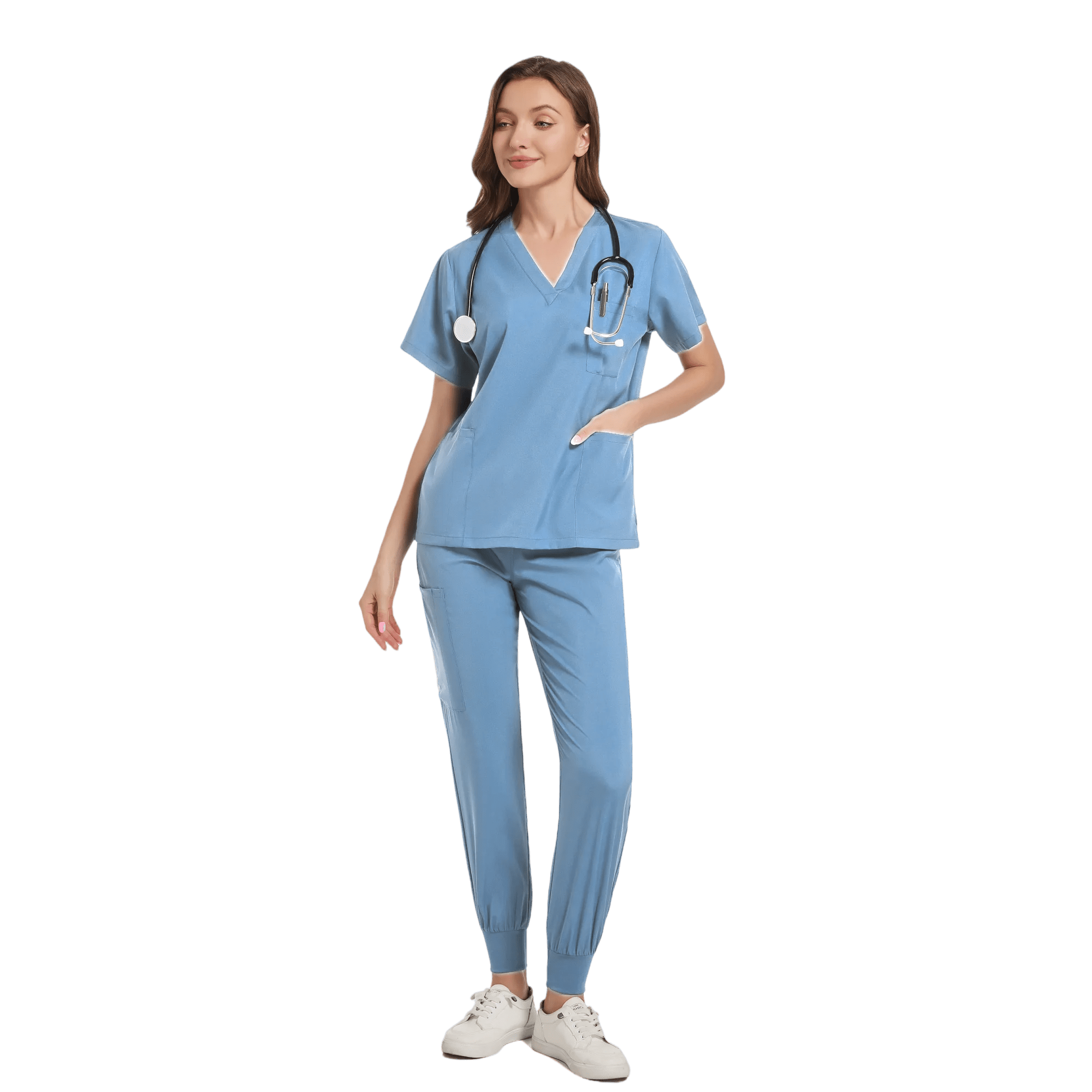 SHOWLU FASHION STORE light Blue / XL Women Scrub Set Surgical Nursing Scrub Sets Hospital Uniform Medical Factory Wholesale Uniforms Womens Custom Scrubs