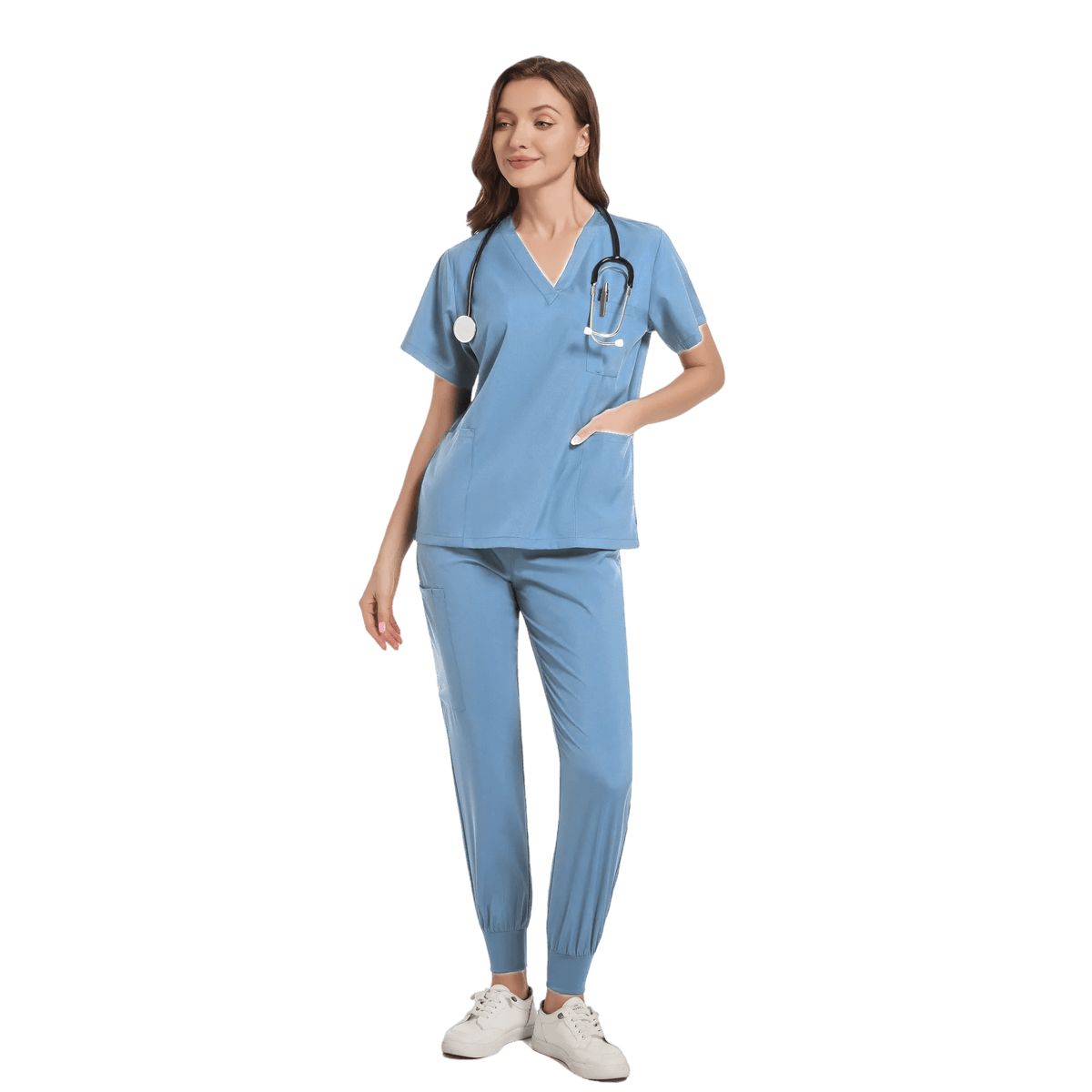 SHOWLU FASHION STORE light Blue / XL Women Scrub Set Surgical Nursing Scrub Sets Hospital Uniform Medical Factory Wholesale Uniforms Womens Custom Scrubs