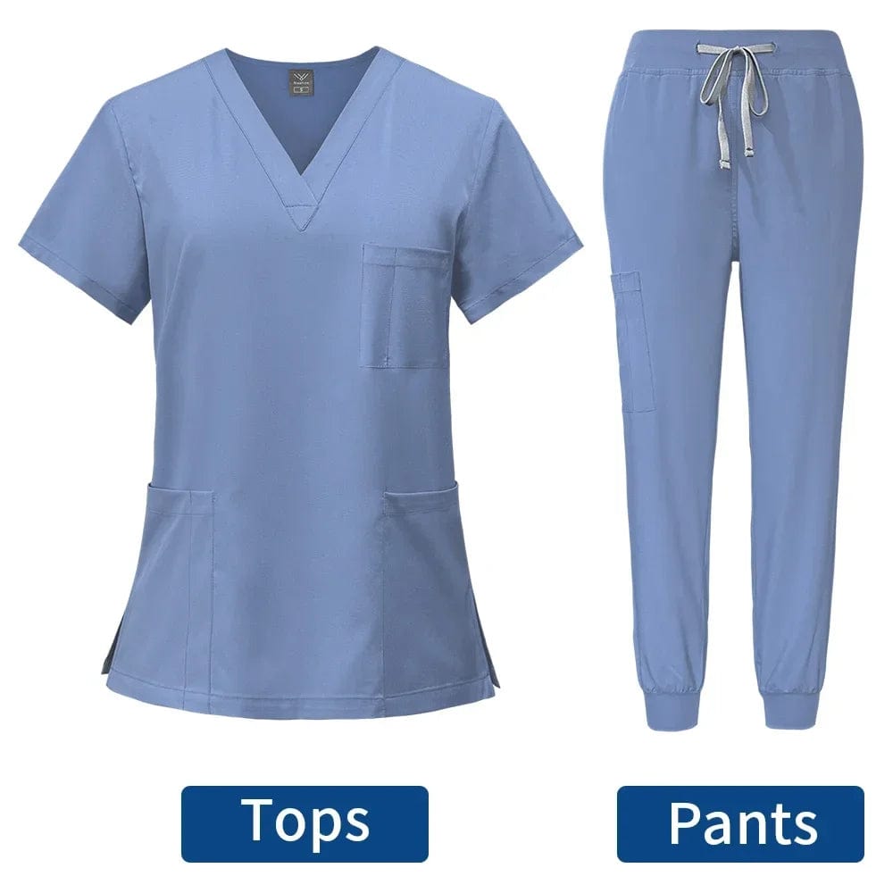 SHOWLU FASHION STORE light blue / XXL Slim Fit Medical Scrubs Uniform Women Scrub Sets Nursing Accessories Hospital Surgery Gowns Dental Clinic Beauty Salon Workwear