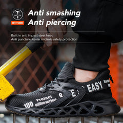 SHOWLU FASHION STORE Light Breathable Sneaker Men Work Safety Shoes Anti-puncture Male Indestructible Shoes Non Slip  Steel Toe Cap Security Shoes