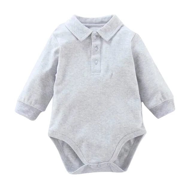 Showlu Fashion Store light gray / 18M-85cm Baby clothes 100% cotton bodysuit 0-3Y autumn winter fashion one piece newborn outfit boy long sleeve polo collar jumpsuit white