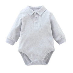 Showlu Fashion Store light gray / 18M-85cm Baby clothes 100% cotton bodysuit 0-3Y autumn winter fashion one piece newborn outfit boy long sleeve polo collar jumpsuit white