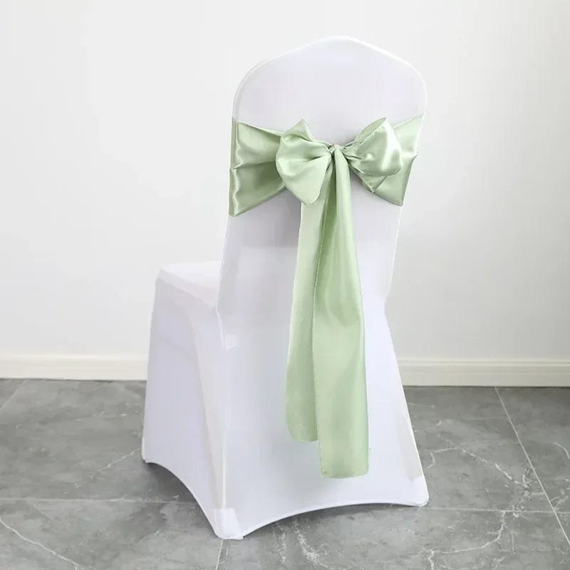 Showlu Fashion Store Light green 50PCS 17x275cm Rose Gold Satin Chair Sashes Bows Chair Cover Ribbons for Wedding Banquet Party Baby Shower Event Decorations