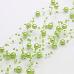 Showlu Fashion Store Light green 5m Garland Artificial Pearl Beads Chain Wedding Decoration Table Centerpiece Supplies Bride Bouquet  DIY Hair Accessories Flower