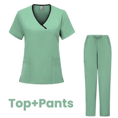 SHOWLU FASHION STORE Light green / M Workwear Beauty Clothes Split Suit Short Sleeve Pocket Surgical Uniform Pet Dentist Nurse Uniforms Men Medical Scrub Set