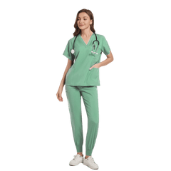 SHOWLU FASHION STORE Light Green / S Women Scrub Set Surgical Nursing Scrub Sets Hospital Uniform Medical Factory Wholesale Uniforms Womens Custom Scrubs