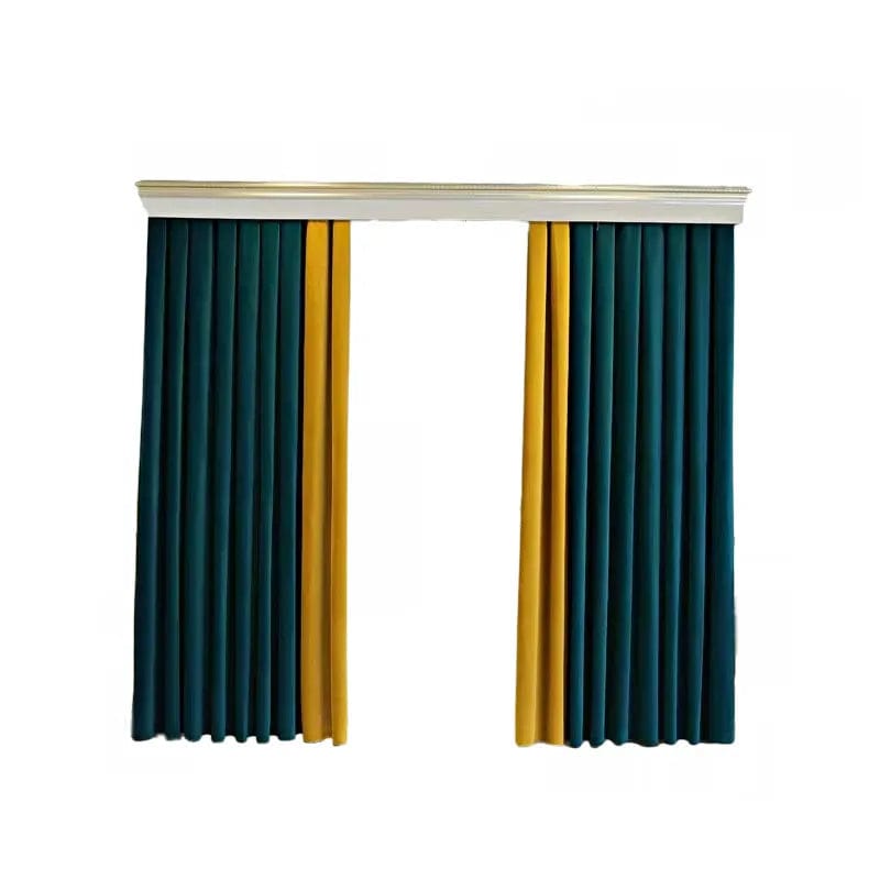 Showlu Fashion Store Light Luxury French Velvet Curtains for Living Room Blue Yellow Curtain Bedroom Dutch Velvet High Shading Curtains Home Custom