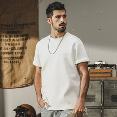  Showlu Fashion Store Light panel White / M(Suitable for 50.00 kg-60.00 kg) Jereno Smooth Soft Nuo Air Layer Short Sleeve T-shirt