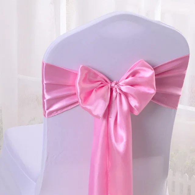 SHOWLU FASHION STORE Light Pink / 10 pcs 10/50/100pcs/Lot Satin Chair Bow Sashes Wedding Indoor Outdoor Chair Ribbon Butterfly Ties Party Event Hotel Banquet Decoration