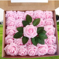  Showlu Fashion Store Light pink / 10pcs no box leaves 10/25/50Pcs Artificial Rose Flowers Foam Fake Faux Flowers Roses for DIY Wedding Bouquets Party Home Decor Garden Decoration