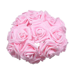 Showlu Fashion Store Light pink 24pcs 7cm White Rose Artificial PE Foam Rose Flower Wedding Decoration Bridal Bouquet Scrapbooking Craft Fake Flowers DIY Suppli