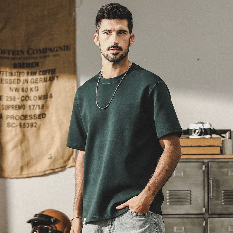  Showlu Fashion Store Light plate dark green / 4XL(Suitable for 100.00 kg-110.00 kg) Jereno Smooth Soft Nuo Air Layer Short Sleeve T-shirt