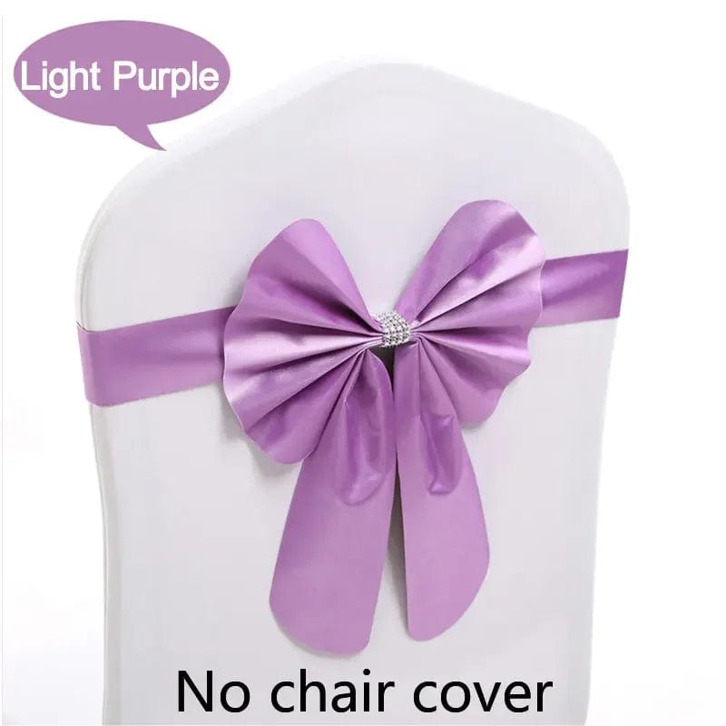 Showlu Fashion Store Light Purple / 10 pcs 10pcs/lot Burgundy PPC Chair Sashes Weddin Decoration With Elastic Chair Ribbon Bows Spandex Royal Blue For Party Hotel