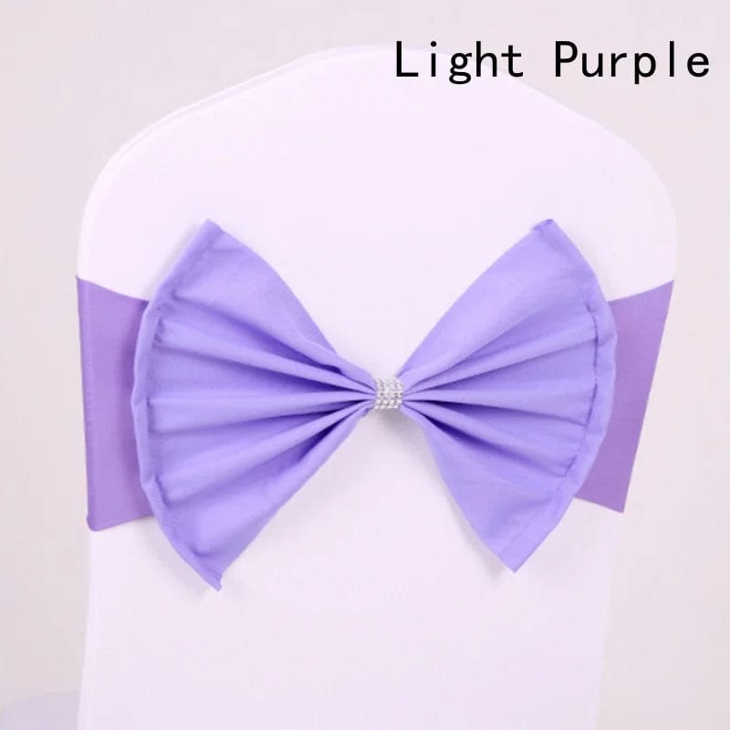 Showlu Fashion Store Light Purple / 10PCS 50/30/10pc/Lot Bow Chair Sashes Band For Wedding Party Birthday Banquet Spandex Stretch Blend Chair Bow Tie Band Belt Ties Cover