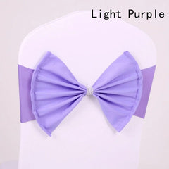 Showlu Fashion Store Light Purple / 10PCS 50/30/10pc/Lot Bow Chair Sashes Band For Wedding Party Birthday Banquet Spandex Stretch Blend Chair Bow Tie Band Belt Ties Cover