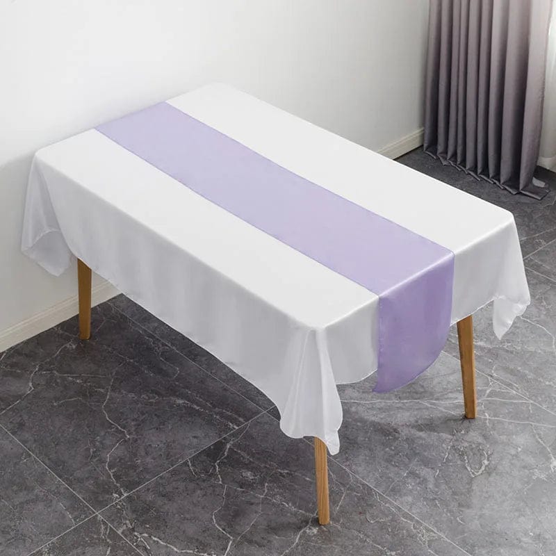 Showlu Fashion Store light purple / 30X275CM 12x108 Inch Satin Wedding Table Runners for Wedding Banquet Table Decorations Bright Silk Smooth Spring Party Chair Sashes Bows