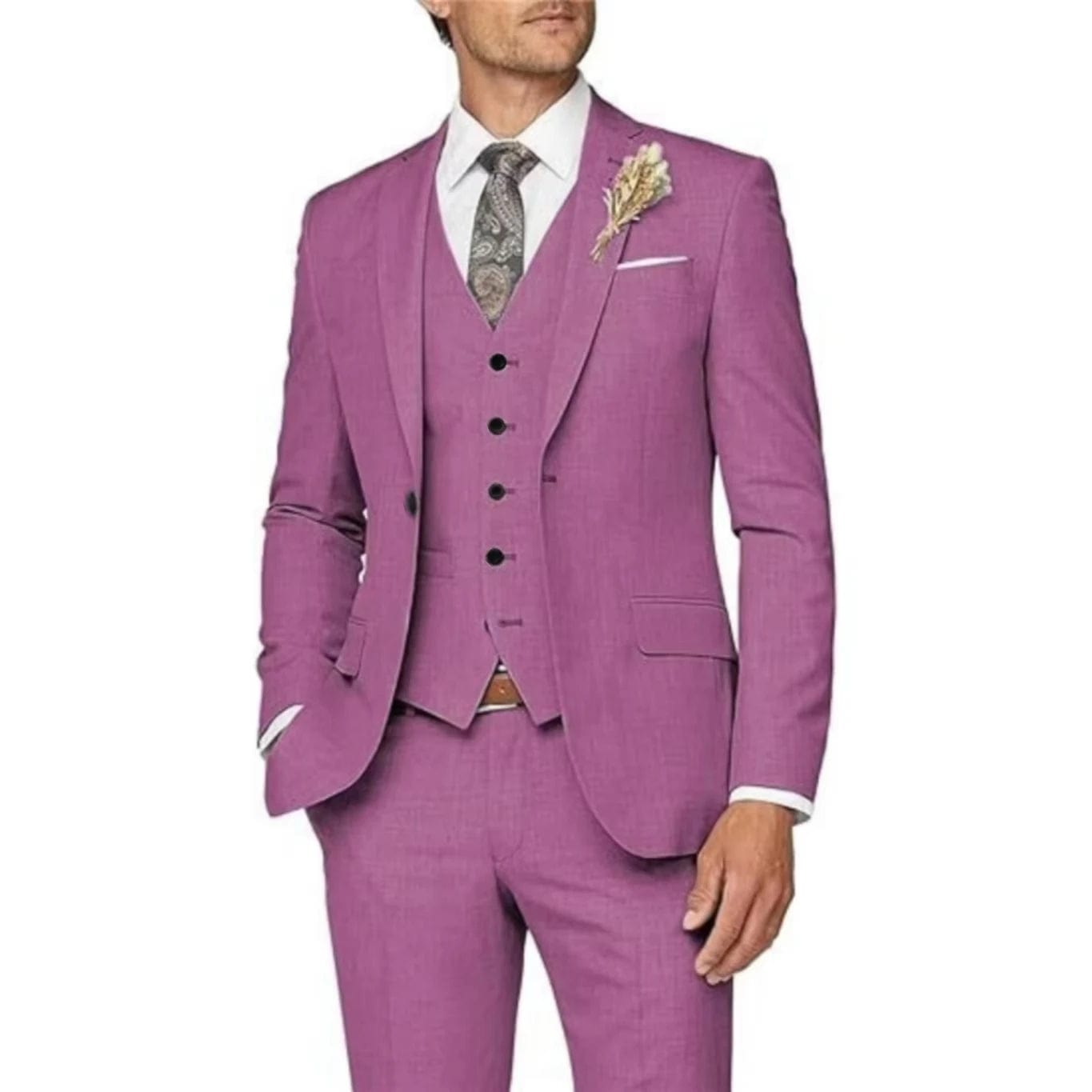 SHOWLU FASHION STORE light purple 3pcs / S Formal Men Suits High Quality 2024 Men's Suit 3 Pieces Jacket Vest Pants Elegant Sets Of Clothes For Men Brides Wedding Dresses