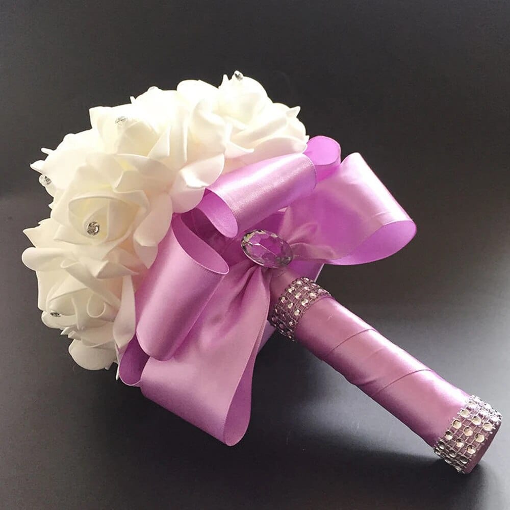 Showlu Fashion Store Light Purple Bridal Bridesmaid Wedding Bouquet 12 Colors Roses Artificial Holding Flowers Mariage Bouquet Wedding Accessories