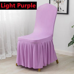  Showlu Fashion Store Light Purple Pleated Skirt Stretch Spandex Dining Chair Cover Removable Weddings Banquet Chair Protectors Party Hotel Washable Seat Covers