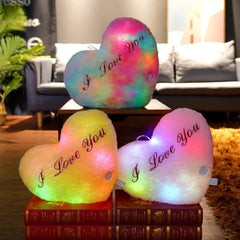  Showlu Fashion Store Light Up LED Love Heart Plush Toy Soft Plush Stuffed Luminous Love Throw Pillow Cushion Room Party Decoration Kids Birthday Gift