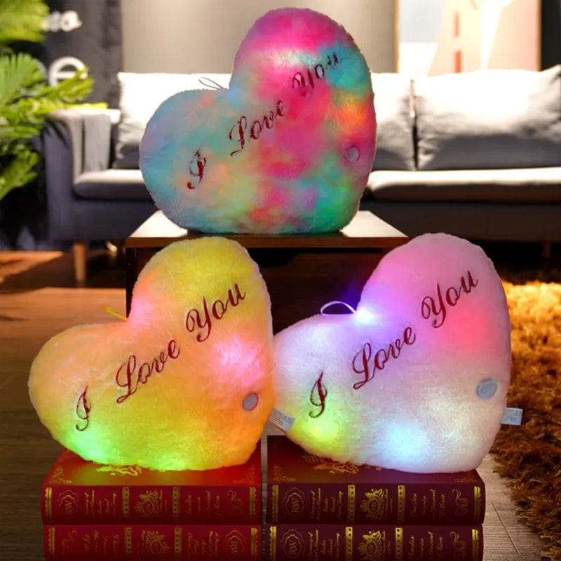  Showlu Fashion Store Light Up LED Love Heart Plush Toy Soft Plush Stuffed Luminous Love Throw Pillow Cushion Room Party Decoration Kids Birthday Gift