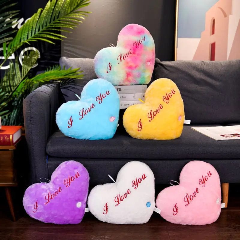  Showlu Fashion Store Light Up LED Love Heart Plush Toy Soft Plush Stuffed Luminous Love Throw Pillow Cushion Room Party Decoration Kids Birthday Gift