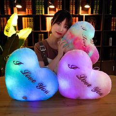  Showlu Fashion Store Light Up LED Love Heart Plush Toy Soft Plush Stuffed Luminous Love Throw Pillow Cushion Room Party Decoration Kids Birthday Gift