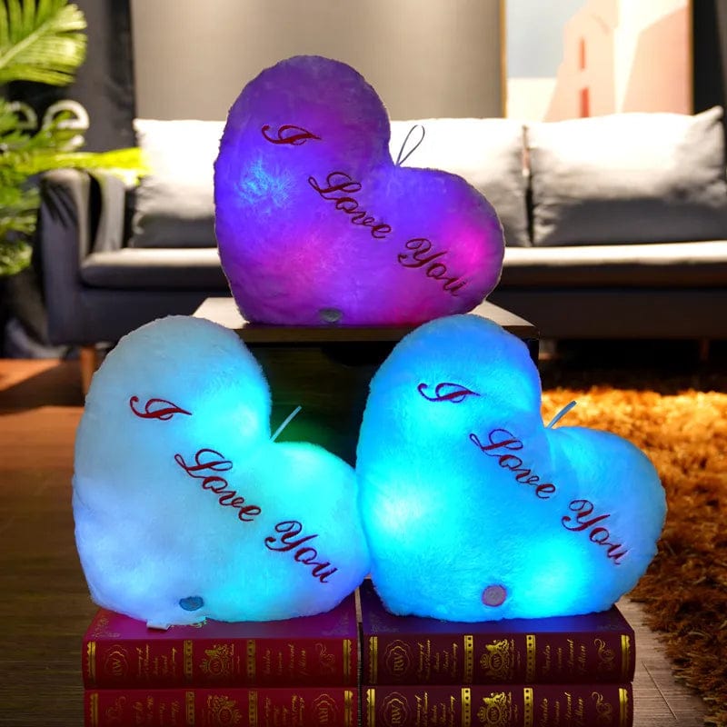  Showlu Fashion Store Light Up LED Love Heart Plush Toy Soft Plush Stuffed Luminous Love Throw Pillow Cushion Room Party Decoration Kids Birthday Gift