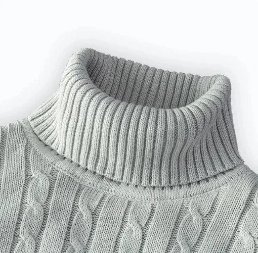 SHOWLU FASHION STORE Lightgray / Asian 3XL(70-95Kg) New Men's High Neck Sweater Solid Color Pullover Knitted Warm Casual Turtleneck Sweatwear Woolen Mens Winter Outdoor Tops