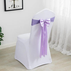  Showlu Fashion Store LILAC Spandex Chair Sashes Wedding Ready Made Bow Tie Lycra Stretch Hotel Birthday Party Show Decoration On Sale Universal