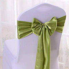  Showlu Fashion Store LIME GREEN / 15x270 cm Satin Chair Sash Wedding Decoration Bow Tie Band Birthday Party Hotel Show Nice Design Shiny Colour