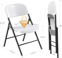 SHOWLU FASHION STORE Limit Heavy Duty Plastic Folding Chair with Reinforced Steel Frame for Indoor and Outdoor, Wedding, Party, Restaurant