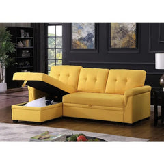 SHOWLU FASHION STORE Linen Reversible Sleeper Sectional Sofa with Storage Chaise