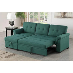 SHOWLU FASHION STORE Linen Reversible Sleeper Sectional Sofa with Storage Chaise