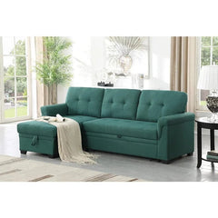 SHOWLU FASHION STORE Linen Reversible Sleeper Sectional Sofa with Storage Chaise