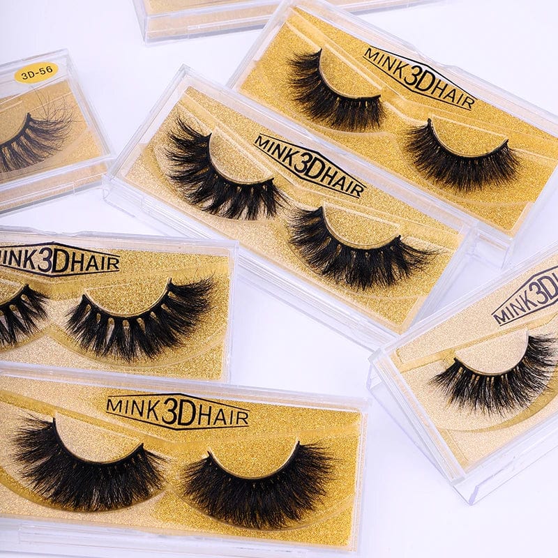Showlu 3D Mink Eyelashes with cotton band, natural winged style, handmade, high-quality 15-20mm short lashes for a dramatic look.