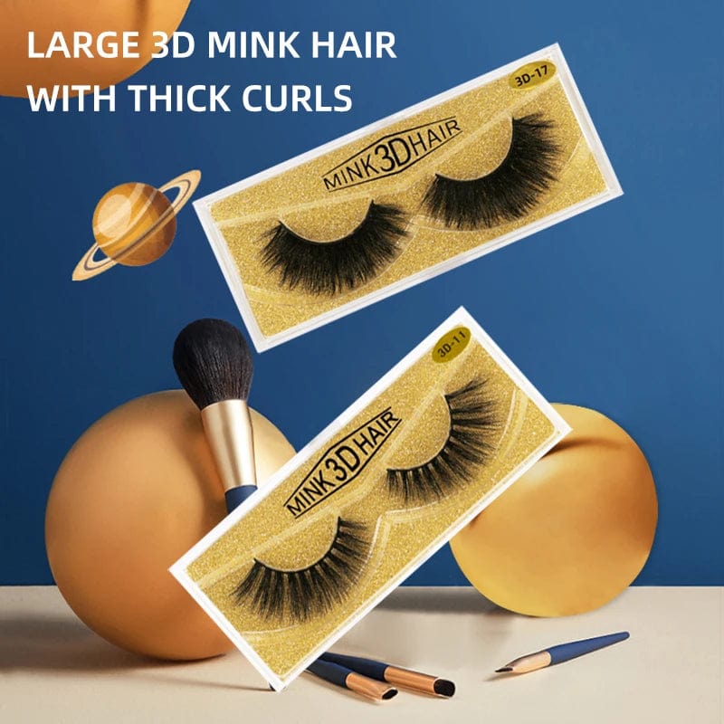 Showlu 3D Mink Eyelashes with cotton band, natural winged style, handmade, high-quality, 15-20mm length, suitable for sensitive eyes