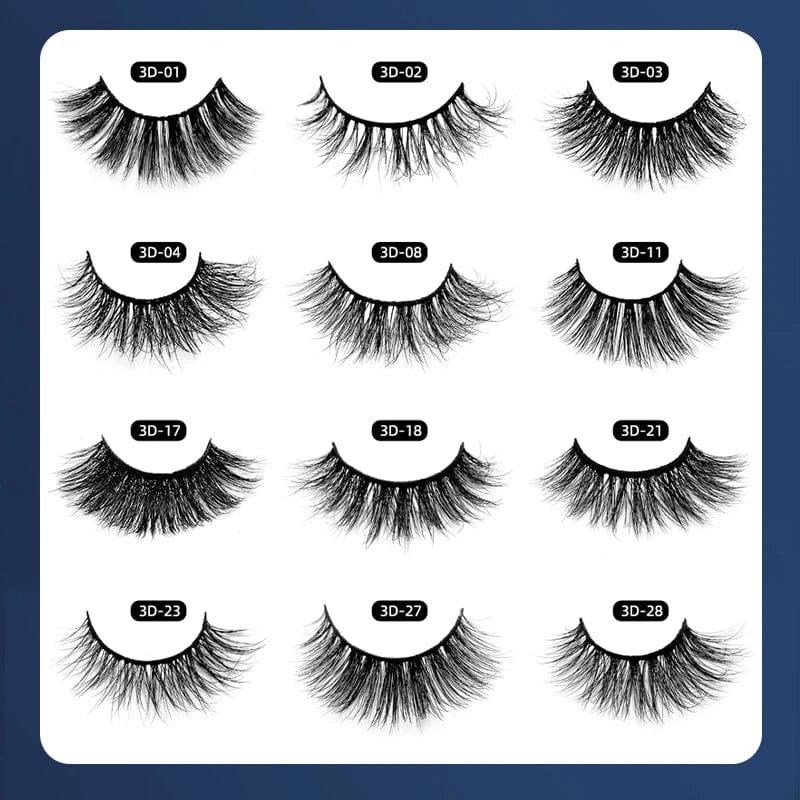 Showlu 3D Mink Eyelashes with natural winged design, handmade with cotton band, showcasing the short 15mm to 20mm length.