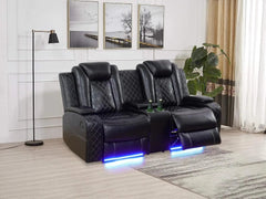 SHOWLU FASHION STORE Loveseat 1 / United States Recliner Sofa Set with LED Lights,Leather Living Room Furniture Set with USB Port/Storage Console/Cup Holders,Reclining Sofa Set