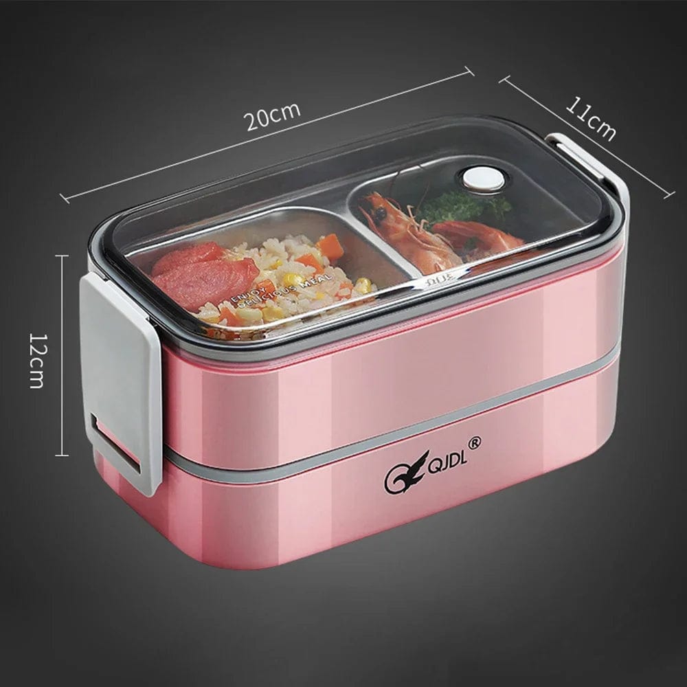  Showlu Fashion Store Lunch Box Bento Lunch Box 304 Stainless Steel Leakproof Thermal Food Storage Containers For Adults Kids School  2 Layers 3 Grids